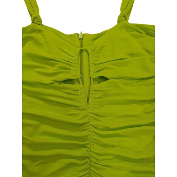 Zara women's lime green ruched sleeveless bodycon dress, Size L. - Picture 5 of 8
